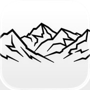 PeakFinder App-Icon, eine schwarz-weisse Bergsilhouette