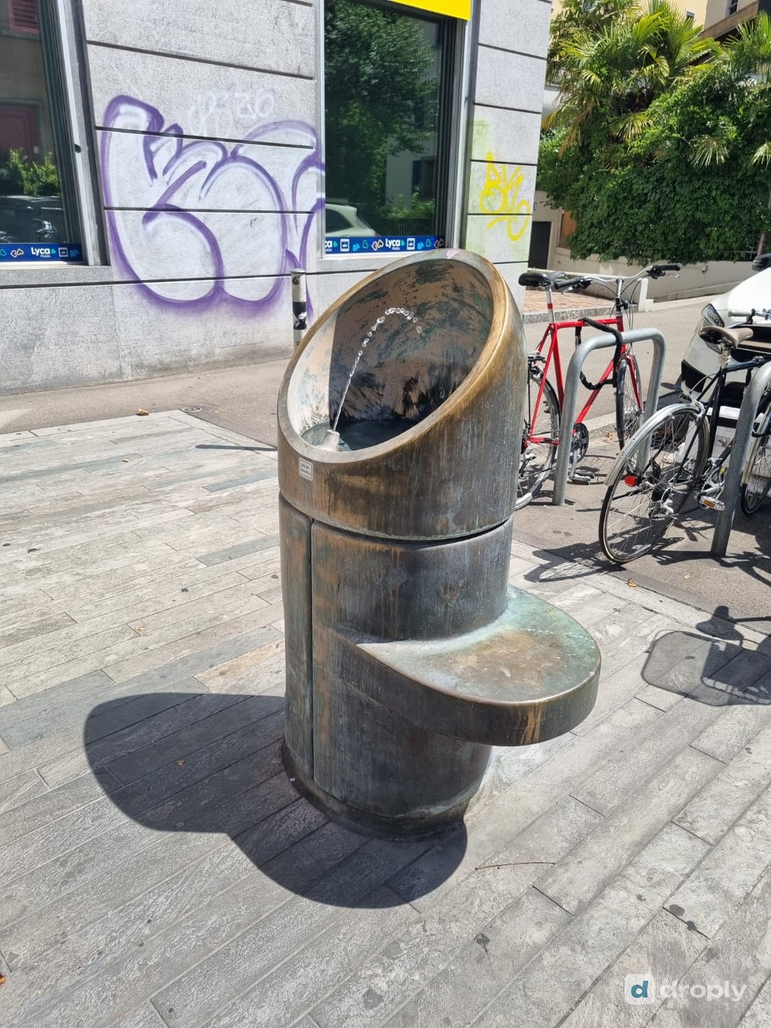Close-up of an emergency fountain in Zurich's old town